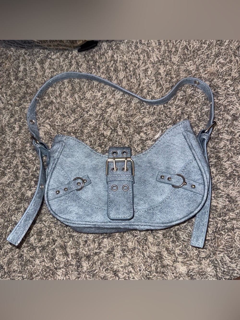 SHEIN Light Blue Shoulder Bag with Buckle Accent